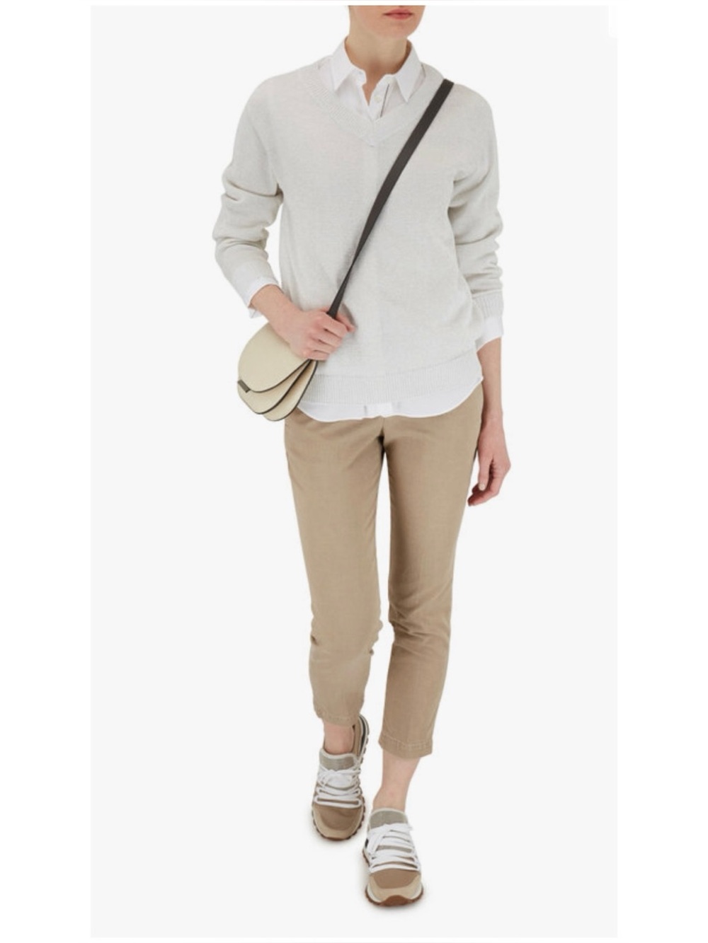Brunello Cucinelli Women’s Sz 10 Tan Slim Cigarette Pant Stretch Cotton